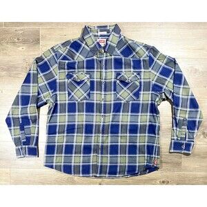 Wrangler George Straight Long Sleeve Button Shirt Men's 2XL Plaid Double Pocket